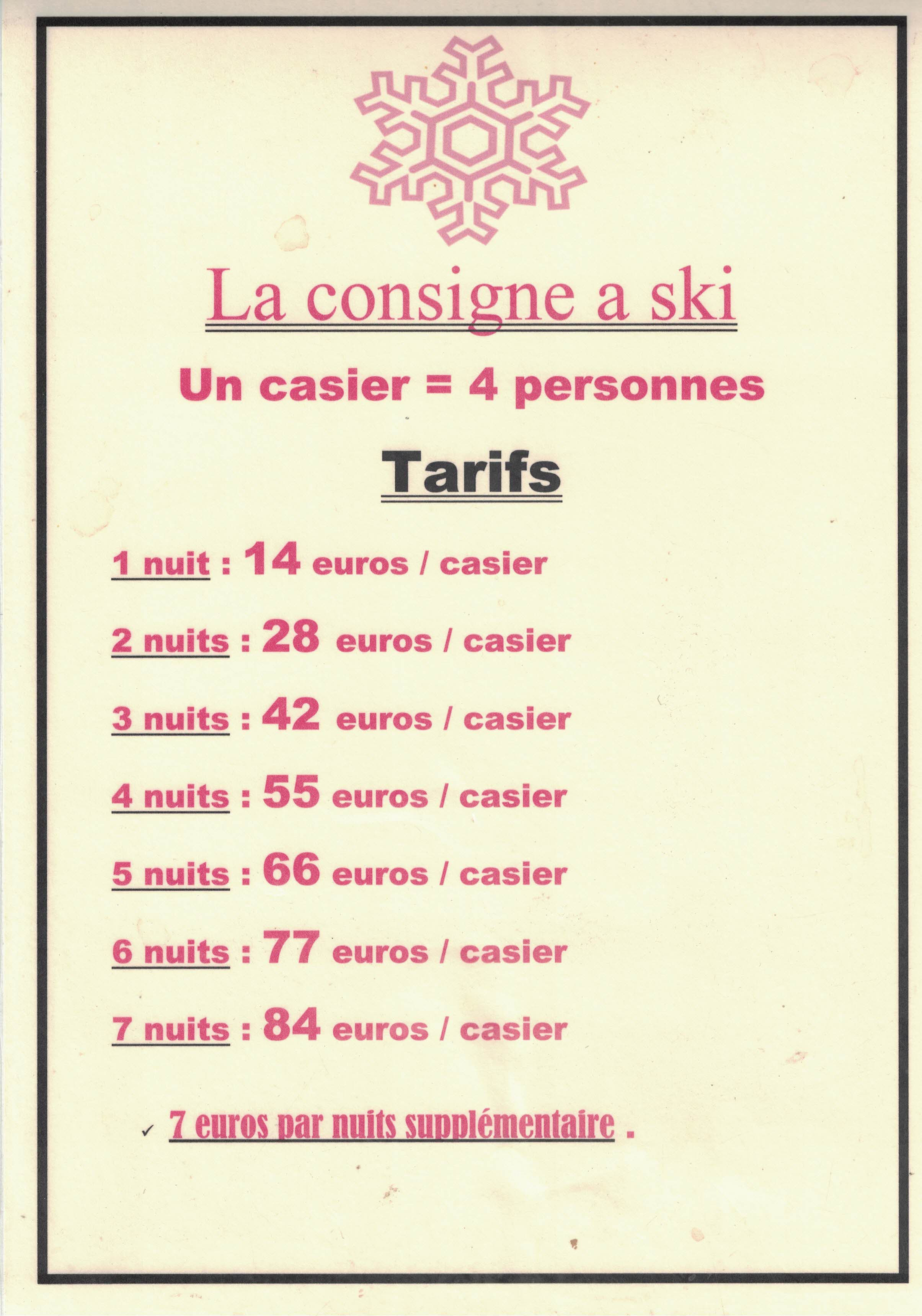 tarif consigne 