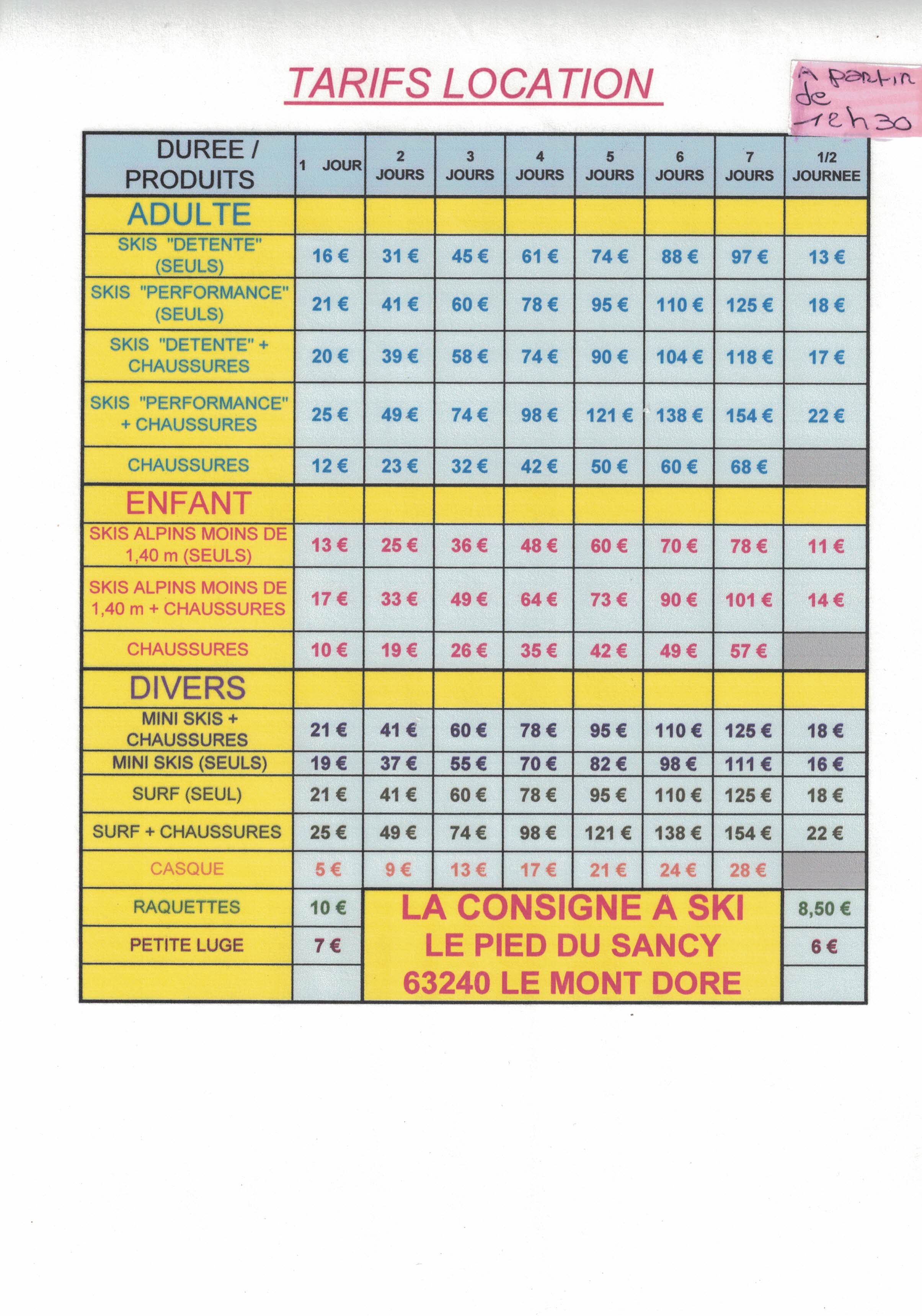 tarif location